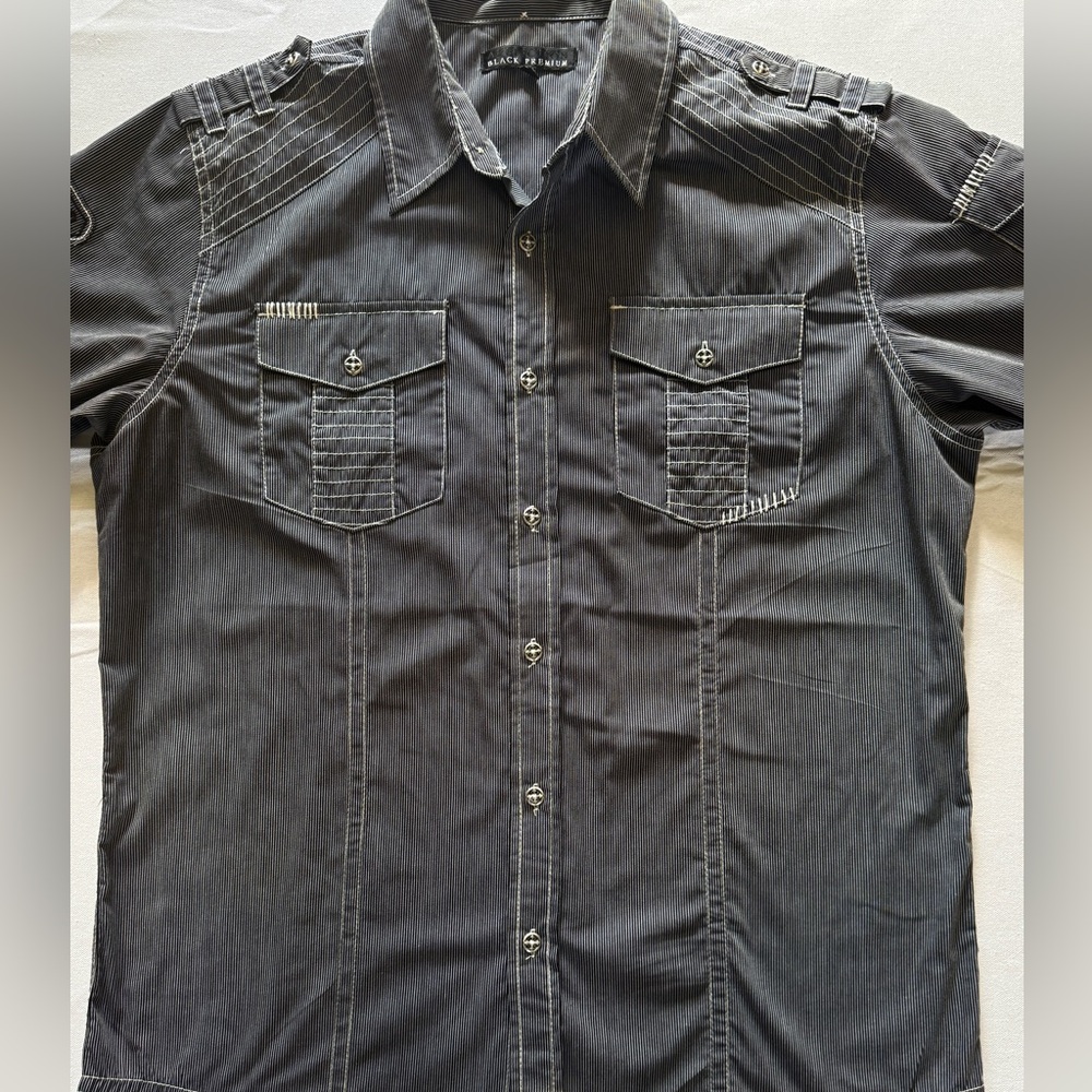 Affliction Black Premium Skull Patch Button Up Sh… - image 2